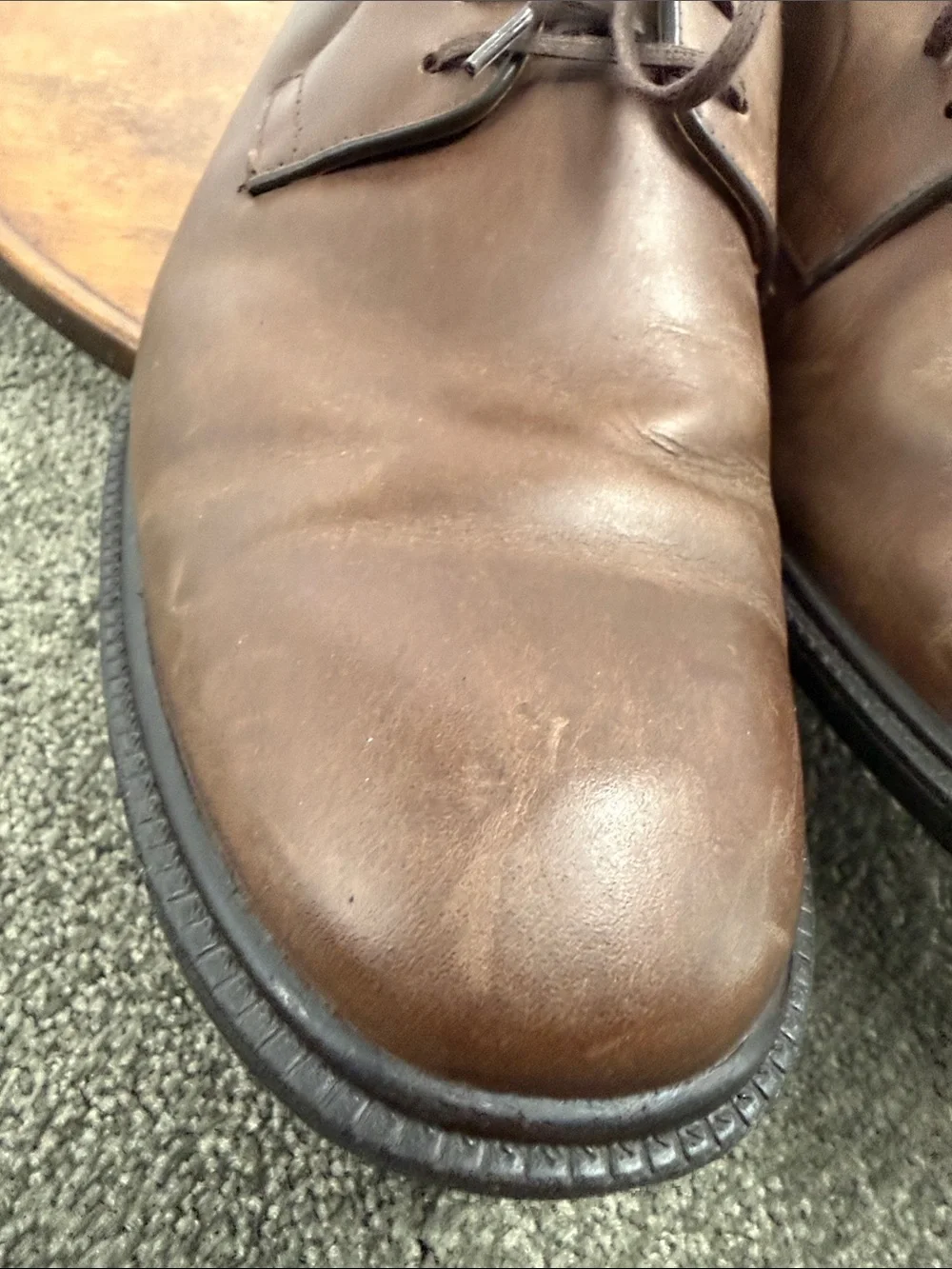 Johnston & Murphy Shoes Mens 10.5 M Classic Brown Leather Derby Plain Toe